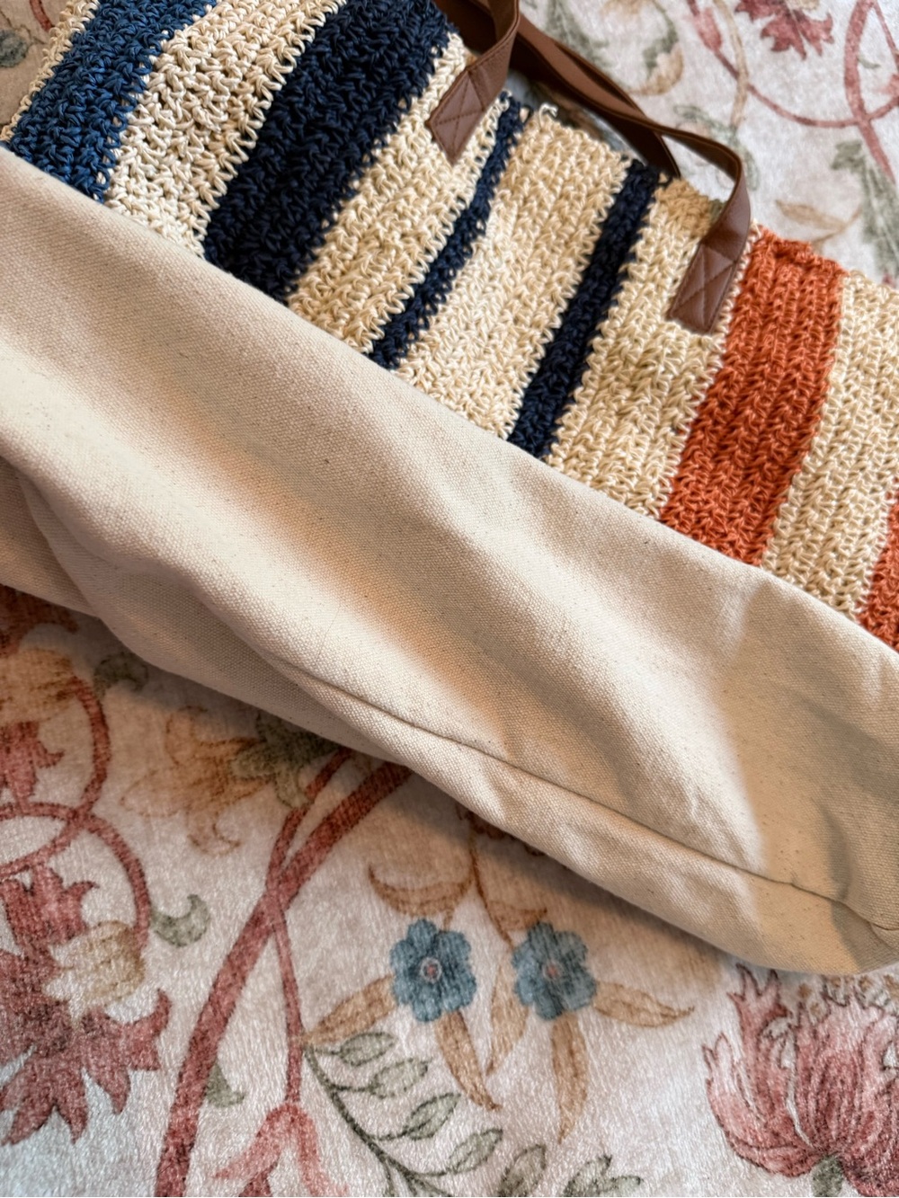 Rays For Days Striped Woven Tote Bag | Beach Vacation Summer Carryall - Picture 8 of 8